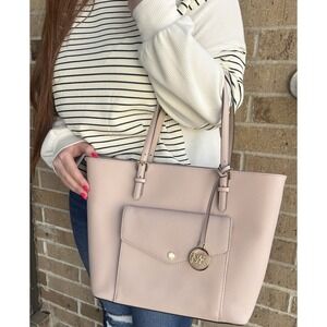 Michaeel Kors Joey Satchel Pocket Tote Purse Pastel Blush Pink Size L